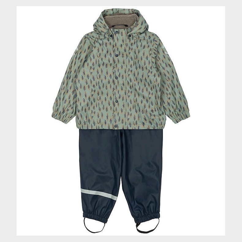 Mikk-Line Regntj m. Fleece - PU - Iceberg Green