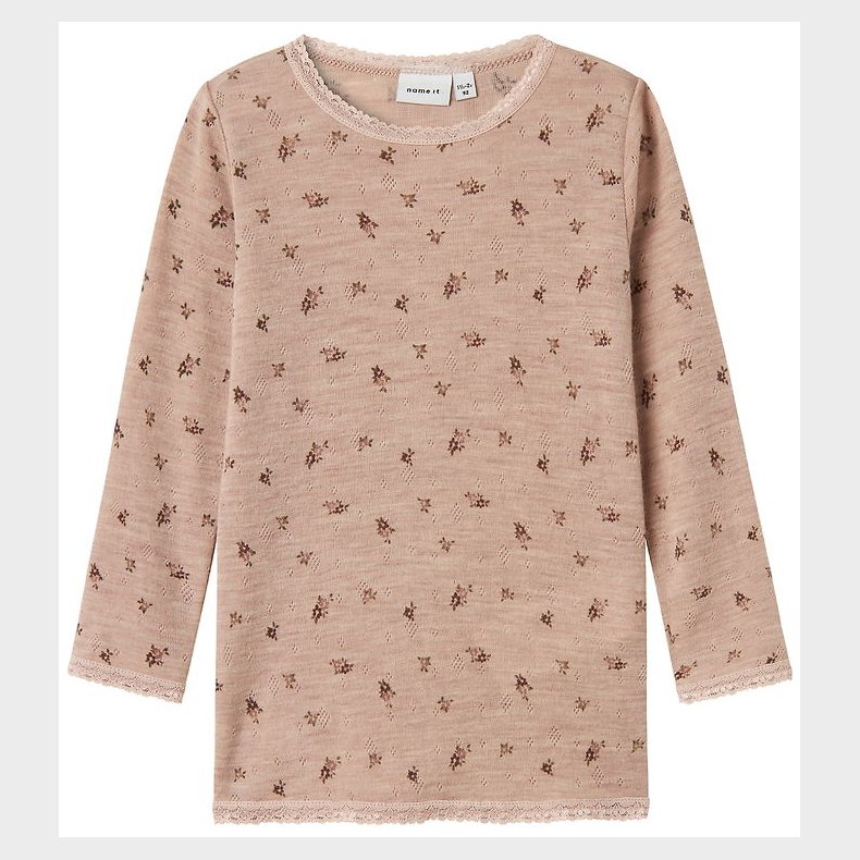 Name It Bluse - Uld - Noos - NmfWang - Shadow Gray/Small flowers