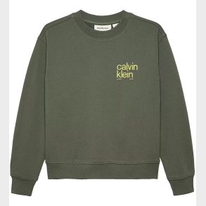 Calvin Klein Sweatshirt - Relaxed Back Print - Thyme Green m. Gu