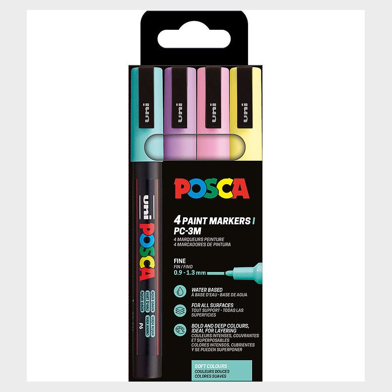 Posca Tuscher - PC-3M - 4 stk. - Afdmpede farver
