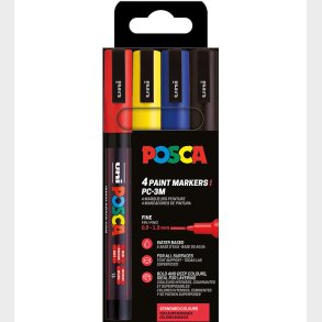 Posca Tuscher - PC-3M - 4 stk. - Rd/Gul/Bl/Sort