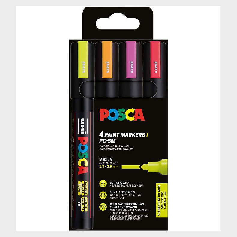 Posca Tuscher - PC-5M - 4 stk. - Neon