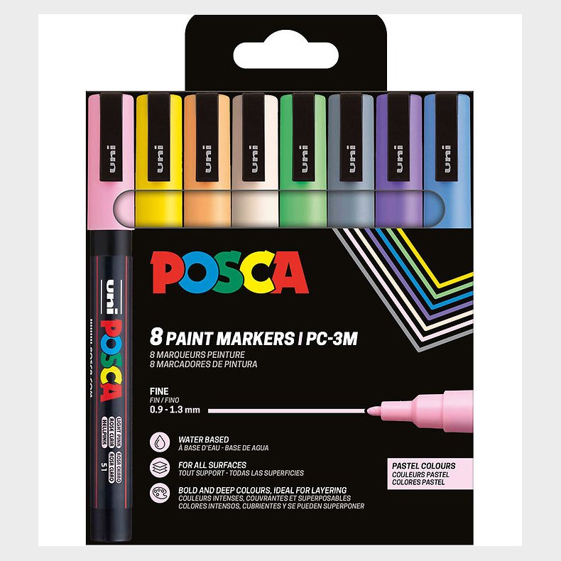 Posca Tuscher - PC-3M - 8 stk. - Pastel Farver