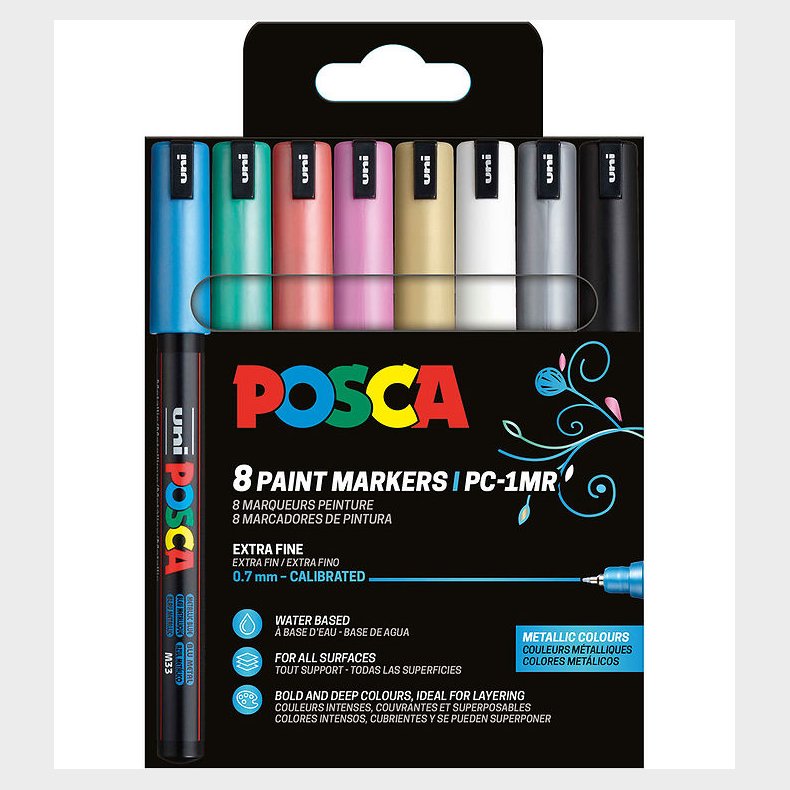 Posca Tuscher - PC-1M - 8 stk. - Metallic Farver