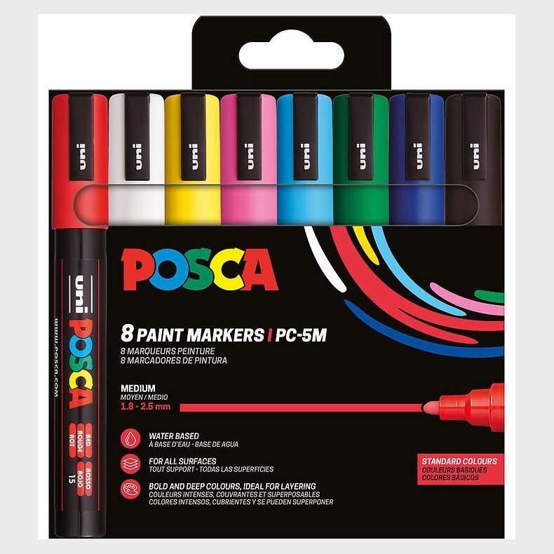 Posca Tuscher - PC-5M - 8 stk. - Multifarvet