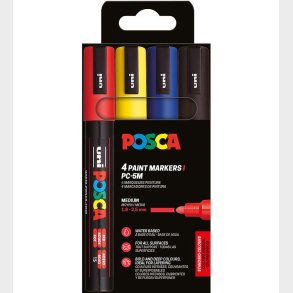 Posca Tuscher - PC-5M - 4 stk. - Rd/Gul/Bl/Sort