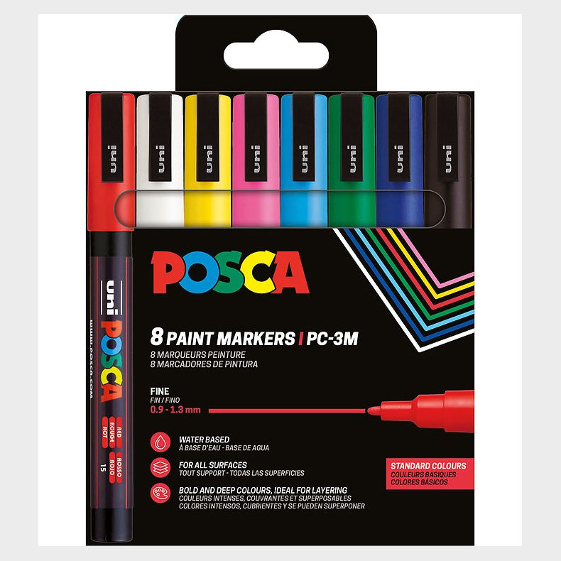 Posca Tuscher - PC-3M - 8 stk. - Multifarvet