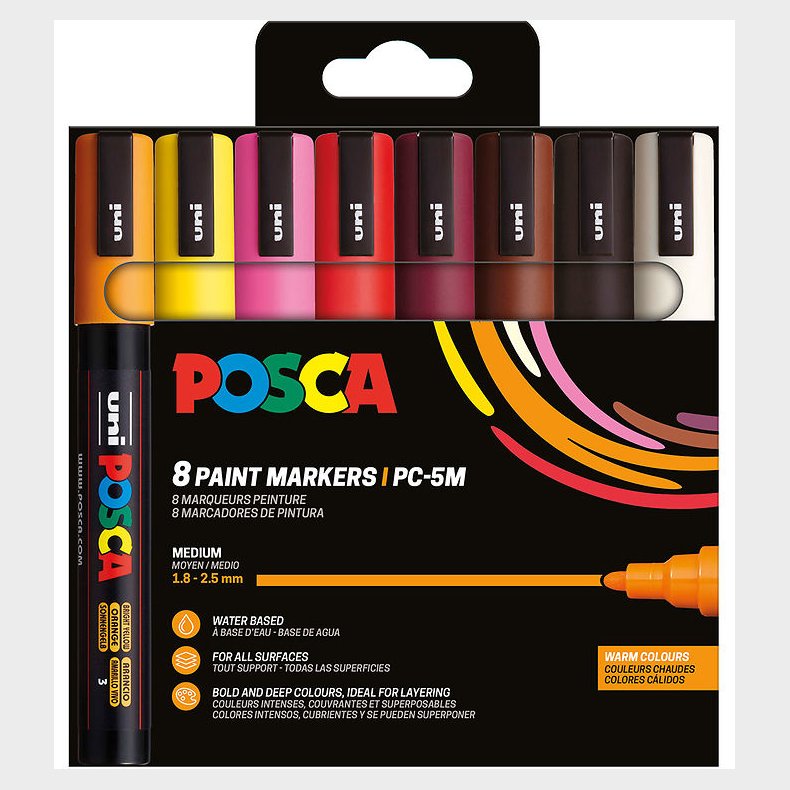 Posca Tuscher - PC-5M - 8 stk. - Multifarvet