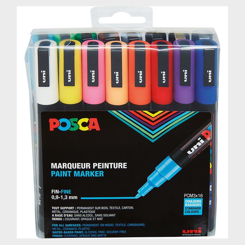 Posca Tuscher - PC-3M - 16 stk. - Multifarvet