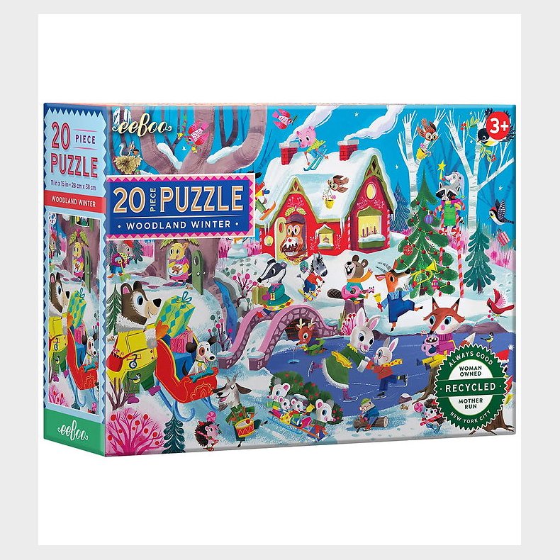 Eeboo Puslespil - 20 Brikker - Woodland Winter
