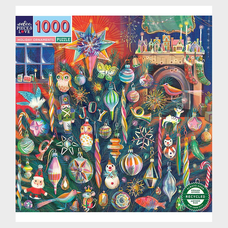 Eeboo Puslespil - 1000 Brikker - Holiday Ornaments