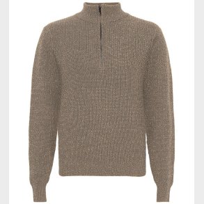 Grunt Bluse - Half Zip - Strik - GrTone - Nature Melange