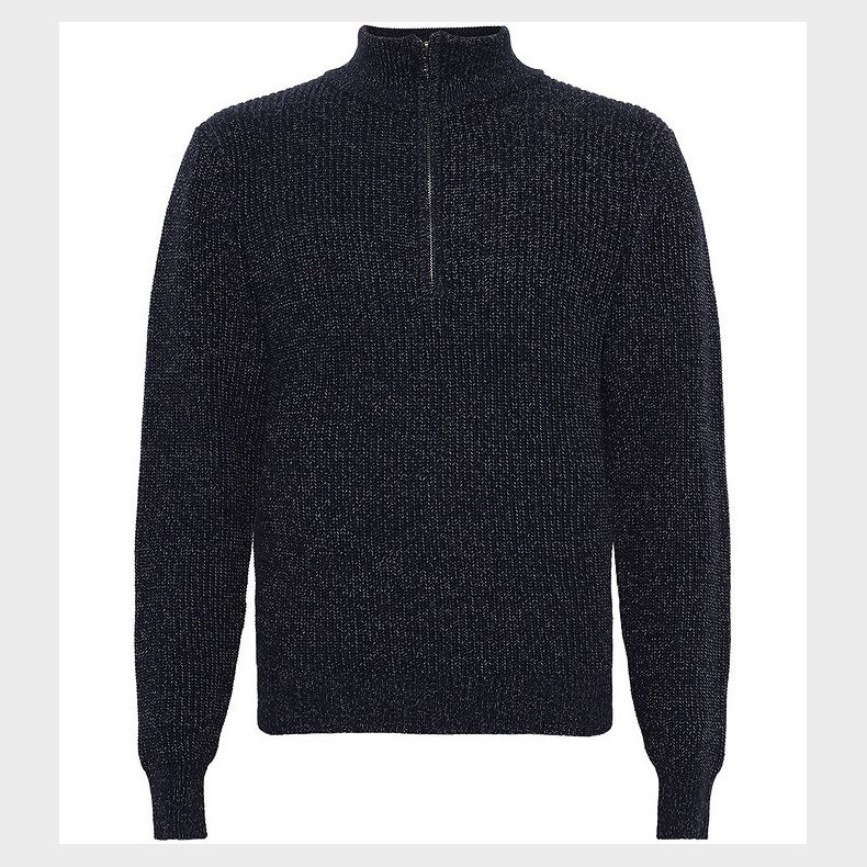 Grunt Bluse - Half Zip - Strik - GrTone - Navy Melange