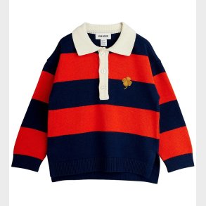 Mini Rodini Bluse - Strik - Rugby - Rd/Bl/Hvid