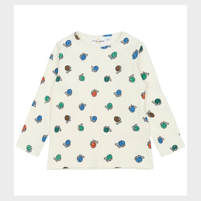 The New Siblings Bluse - Rib - TnstPalmer - Cloud Dancer AOP