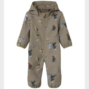 Name It Softshelldragt m. Fleece - NbnAlfa08 - Silver Mink/GO