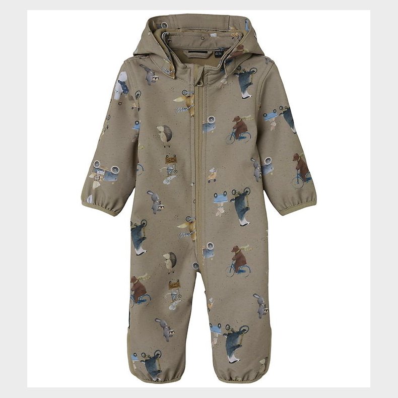 Name It Softshelldragt m. Fleece - NbnAlfa08 - Silver Mink/GO