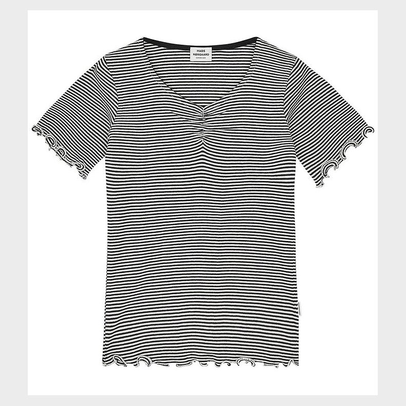 Mads Nrgaard T-shirt - Rib - Stripe Tiki - Black/Vanilla Ice