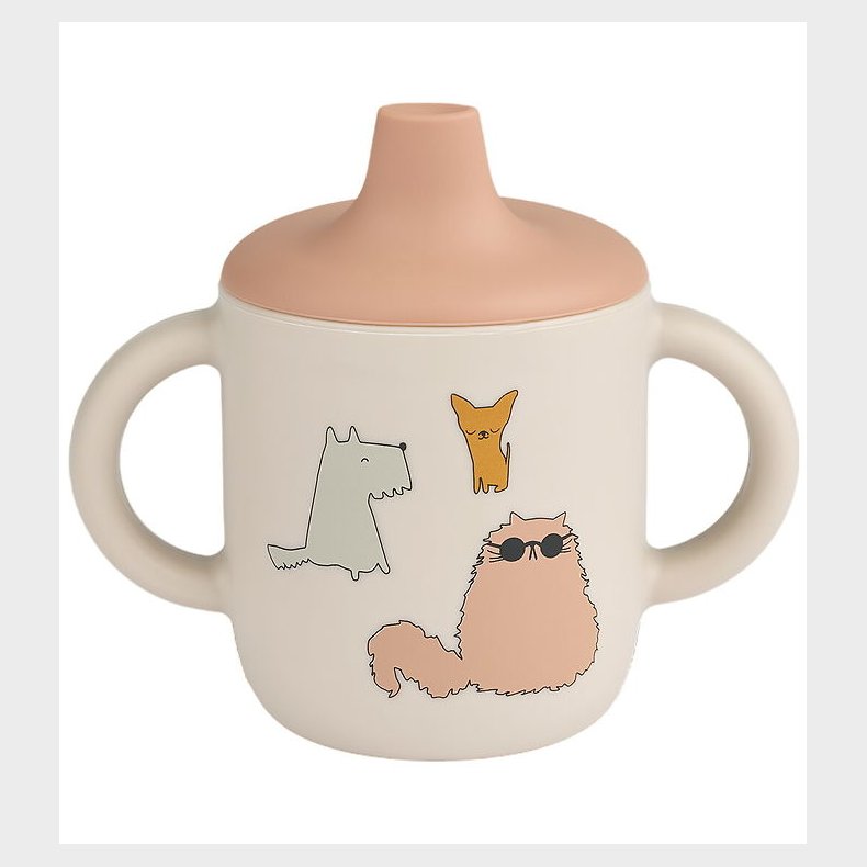 Liewood Kop m. Tud - Neil Sippy Cup - Silikone - Cats and Dogs/S