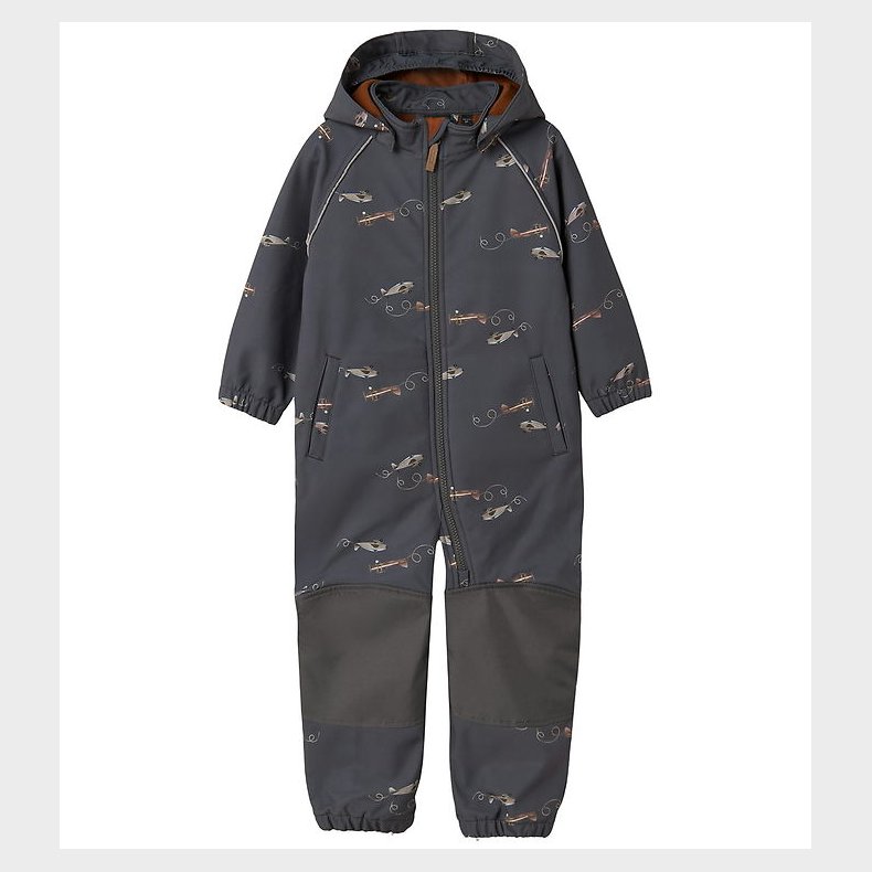 Name It Softshelldragt m. Fleece - Noos - NmmAlfa08 - Grey Pinst