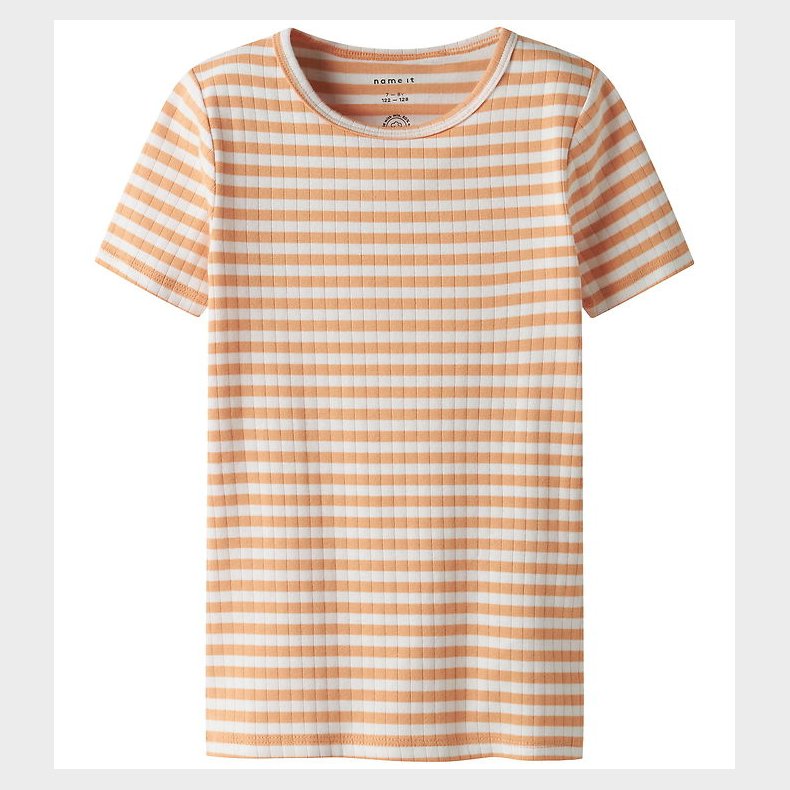 Name It T-shirt - Rib - NkfSuraja - Orange Chiffon/Bright White