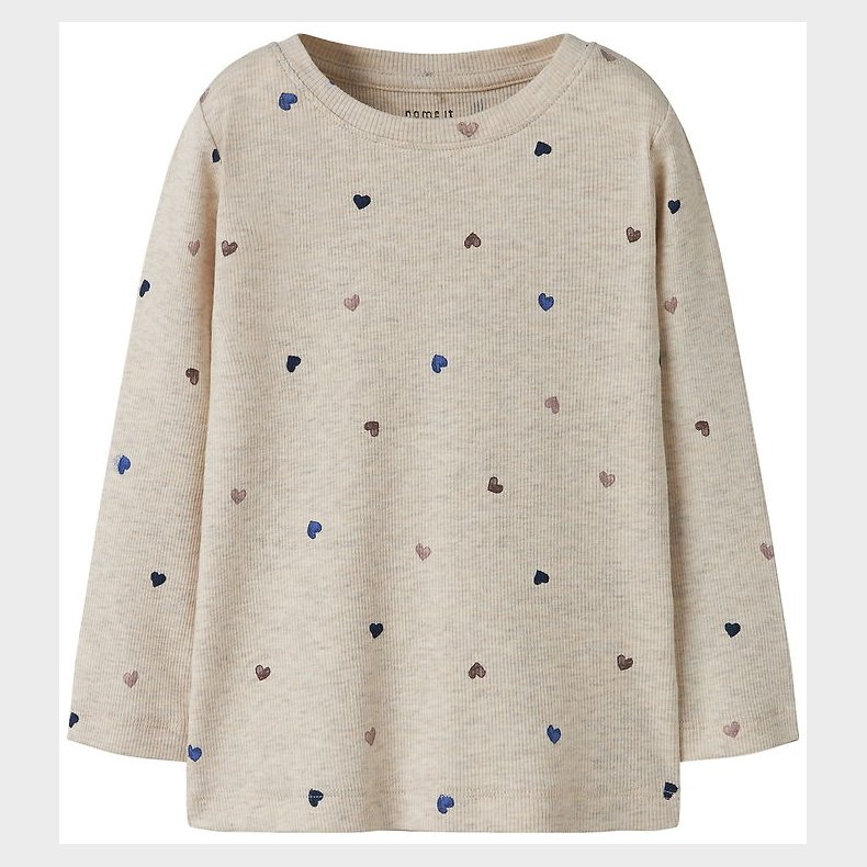 Name It Bluse - Rib - Noos - NmfNutti - Peyote Melange/Hearts