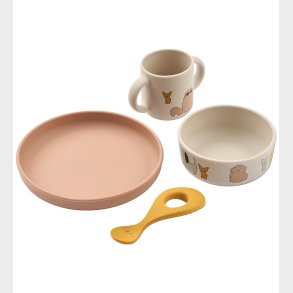 Liewood Spisest - Silikone - 4 Dele - Vivi - Cats and Dogs/Sand