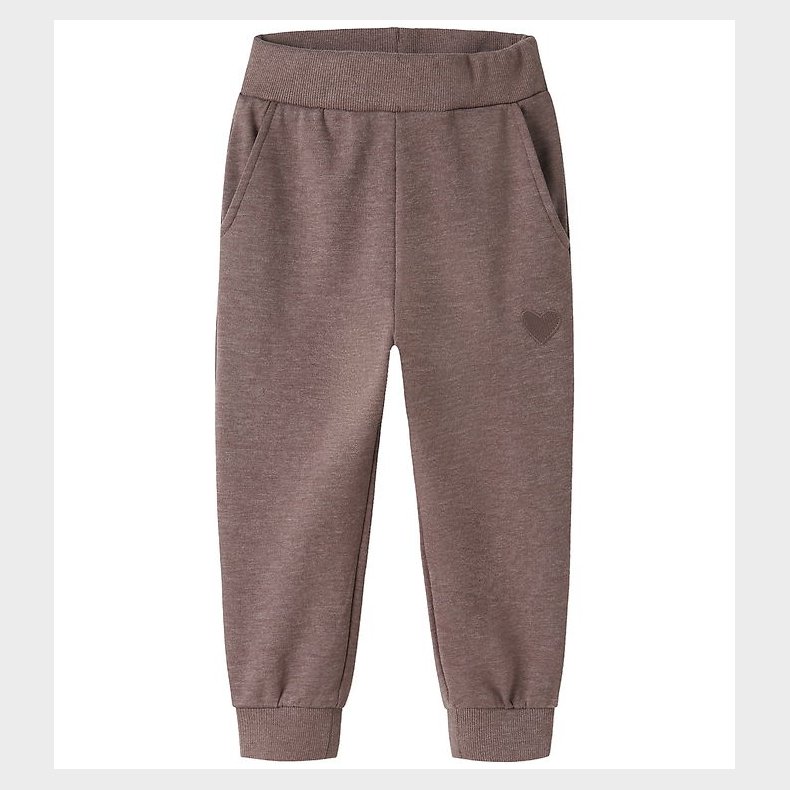 Name It Sweatpants - Nmfvima - Peppercorn/Heart Embroidery