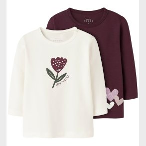 Name It Bluse - 2-pak - NbfVubie - Fig/Cloud Dancer