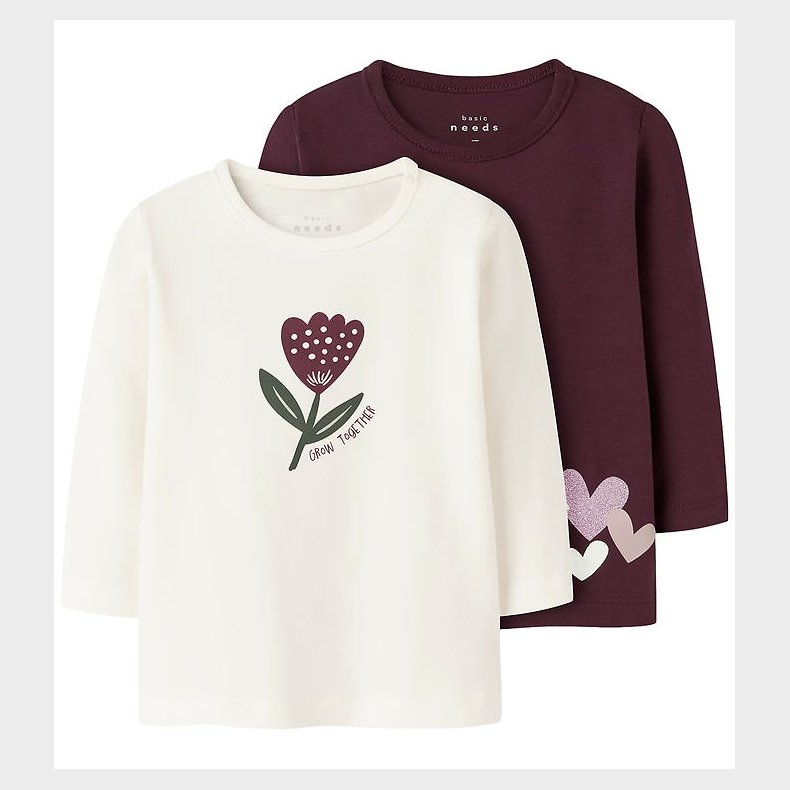 Name It Bluse - 2-pak - NbfVubie - Fig/Cloud Dancer