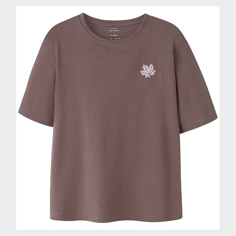 Name It T-shirt - NkfVita - Peppercorn/Maple Leaf Embroidery