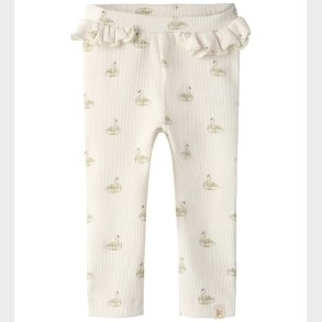 Lil' Atelier leggins - Rib - NbfGavo - Pastel Parchment/Swan