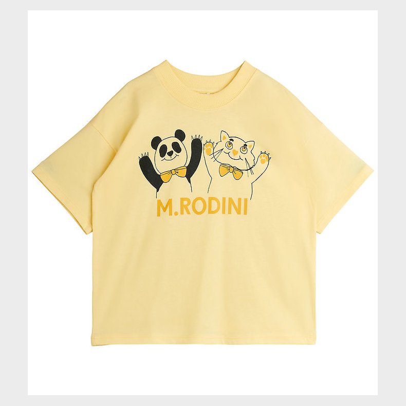 Mini Rodini T-shirt - Panda & Cat - Gul