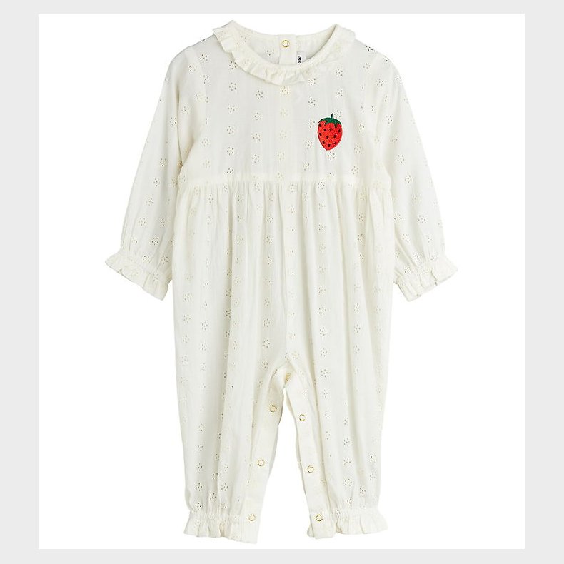Mini Rodini Heldragt - Strawberry Schiffli - Hvid