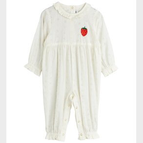 Mini Rodini Heldragt - Strawberry Schiffli - Hvid