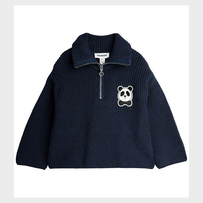Mini Rodini Bluse - Strik - Mrkebl m. Panda