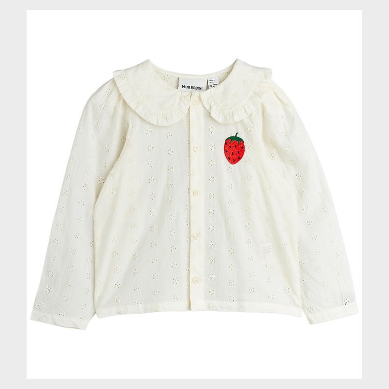 Mini Rodini Skjorte - Strawberry Schiffli - Hvid