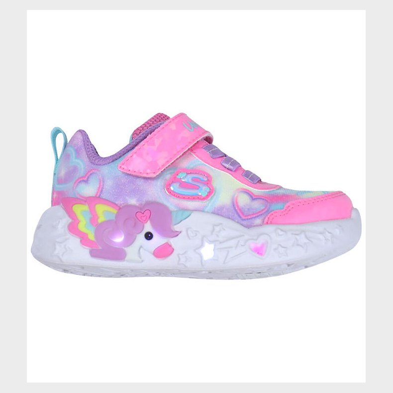 Skechers Sko m. Lys - Unicorn Charmer - Pink/Multi