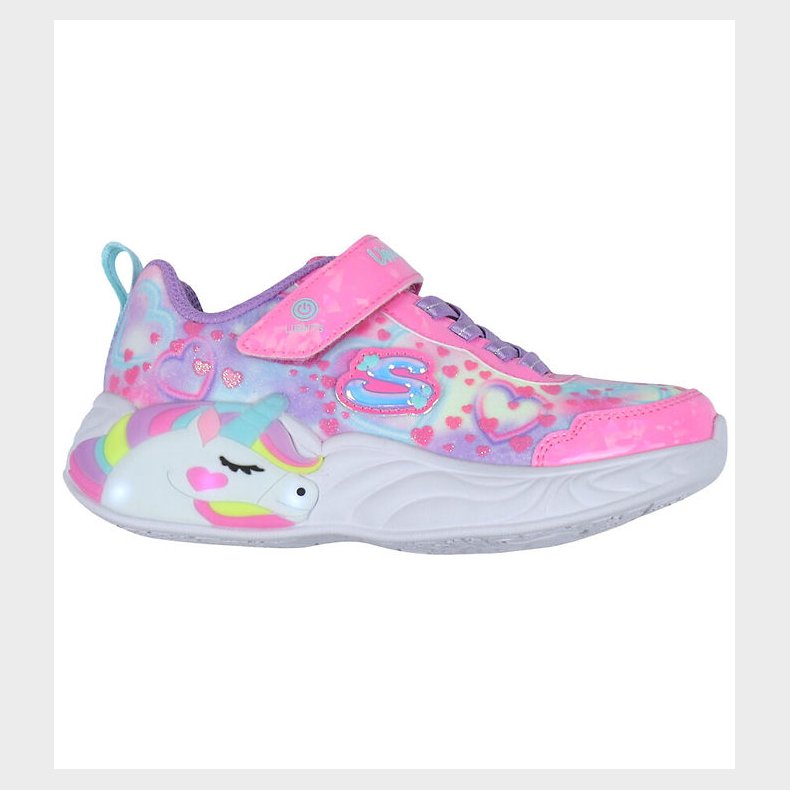 Skechers Sko m. Lys - Unicorn Dreams - Pink/Multi