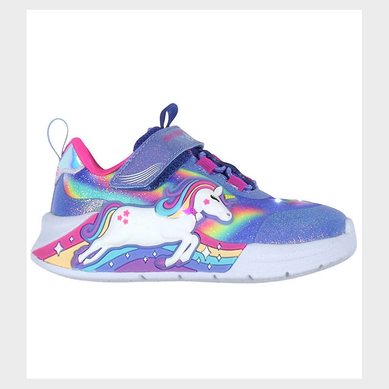 Skechers Sko m. Lys - Unicorn Chaser - Blue/Multi