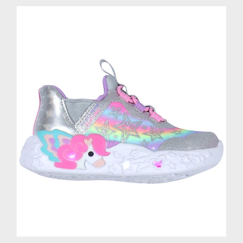 Skechers Sko m. Lys - Unicorn Charmer - Silver/Multi