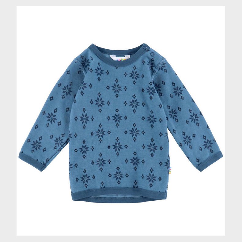 Joha Bluse - Uld/Bomuld - Bl m. Snefnug