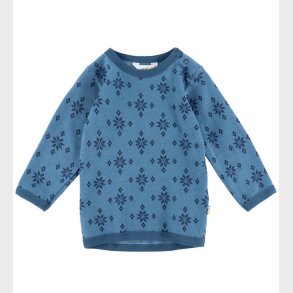 Joha Bluse - Uld/Bomuld - Bl m. Snefnug