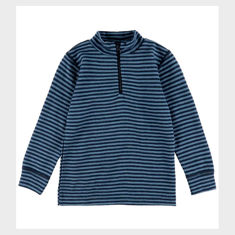 Joha Bluse - Uld - Bl m. Striber