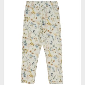 Joha Leggings - Uld - Off White m. Blomster