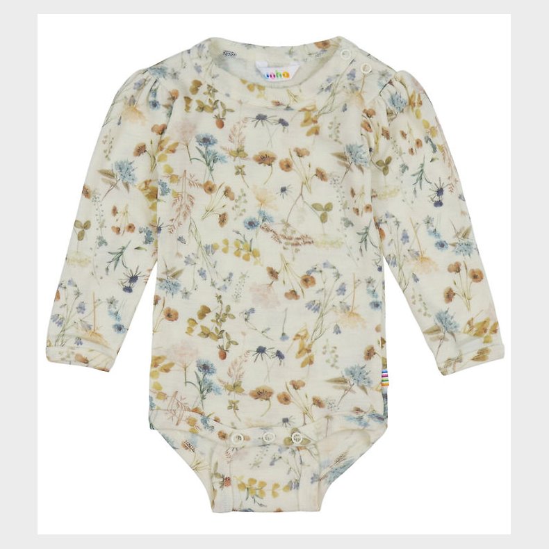 Joha Body l/� - Uld - Off White m. Blomster