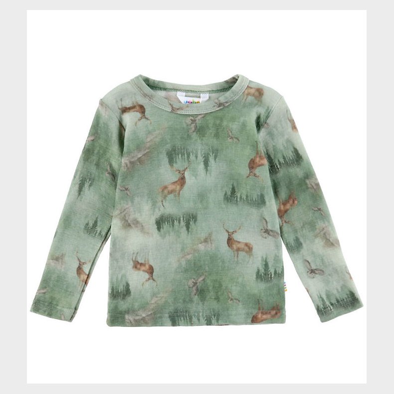 Joha Bluse - Uld - Grn m. Skov