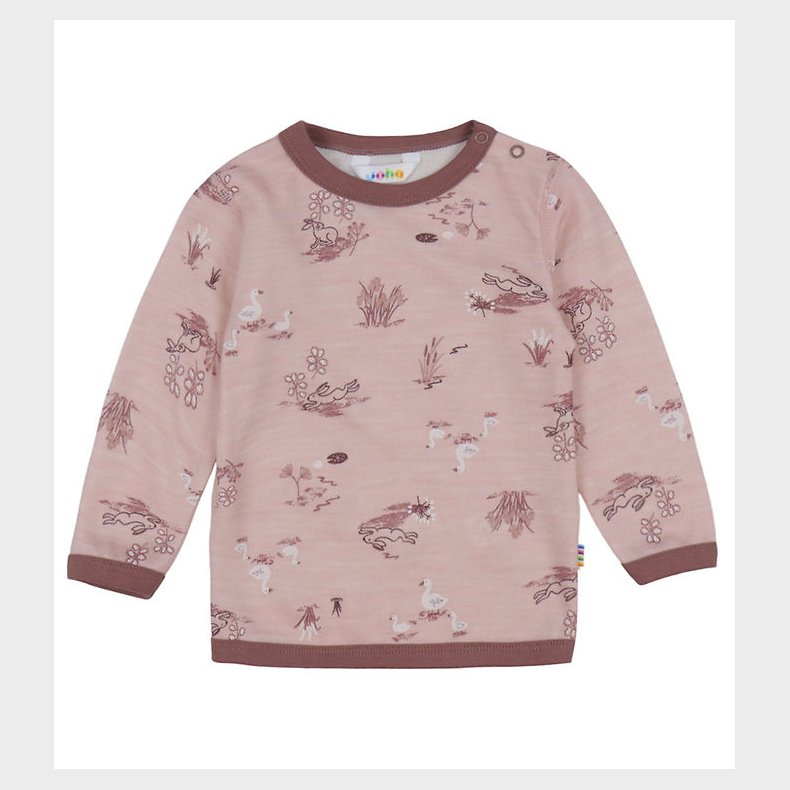 Joha Bluse - Uld/Bambus - Lyser�d m. Print