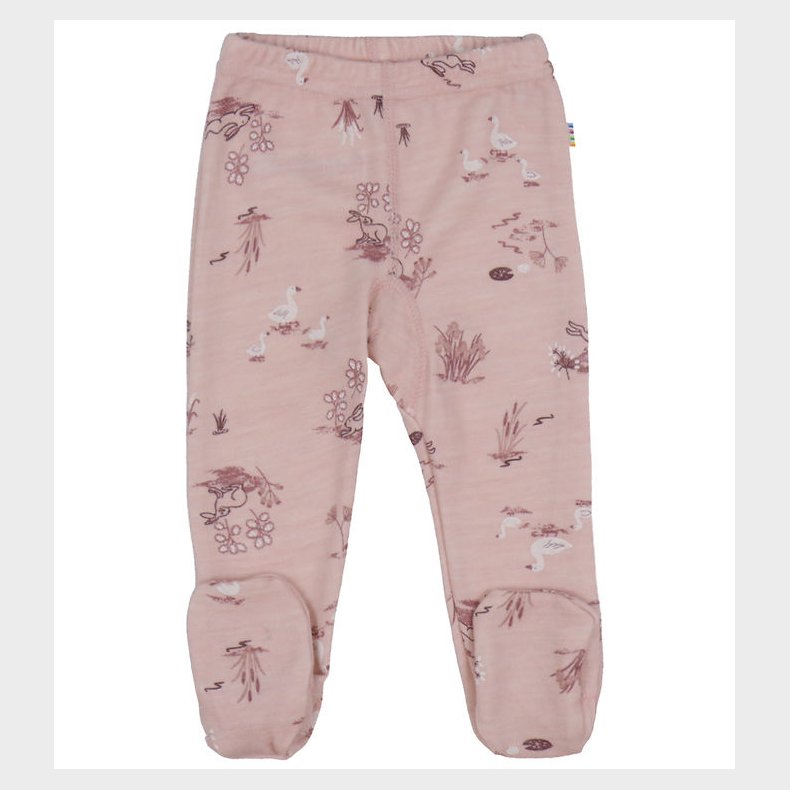 Joha Leggings m. F�dder - Uld/Bambus - Lyser�d m. Print