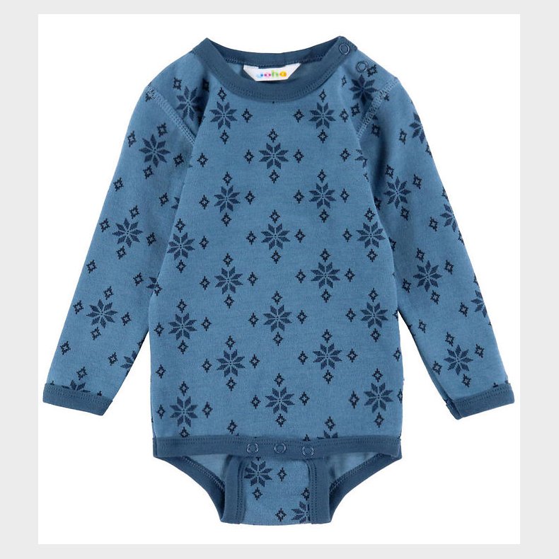 Joha Body l/ - Uld/Bomuld - Bl m. Snefnug